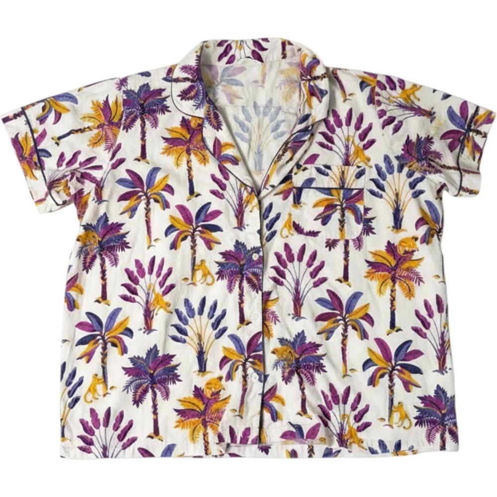 Printfresh 4x Cotton Pajama Top Monkey Palm Tree Tropical *Top Only *